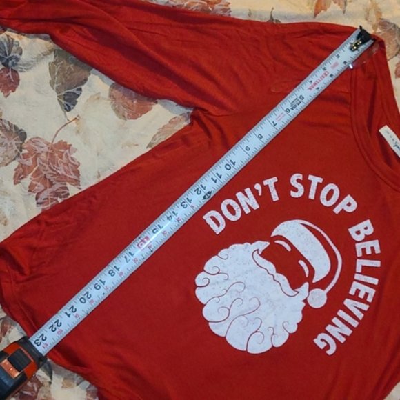 Don't Stop Believing Santa Holiday Lounge Shirt - Picture 5 of 7